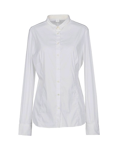 FAY Solid colour shirts & blouses White 78% Cotton, 18% Polyamide, 4% Elastane, Silk