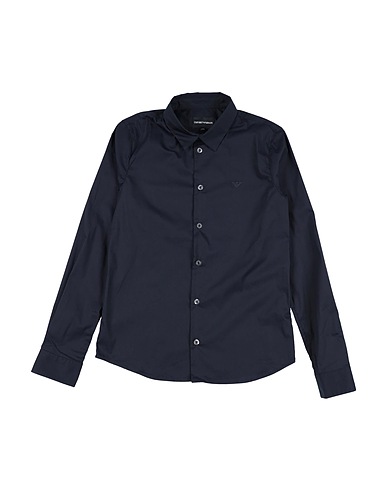 EMPORIO ARMANI Solid color shirt Midnight blue 76% Cotton, 21% Polyamide, 3% Elastane