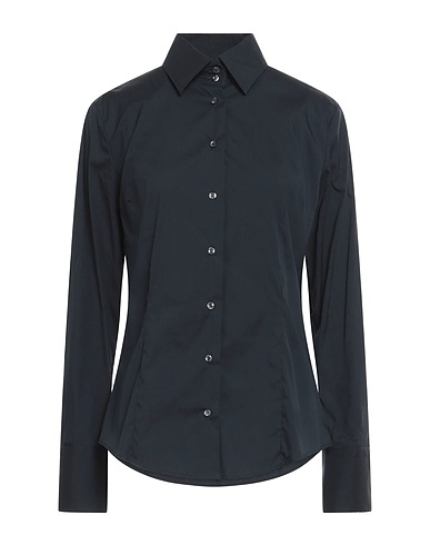 BRIAN DALES Solid color shirts & blouses Black 80% Cotton, 15% Polyamide, 5% Elastane