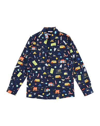 DOLCE&GABBANA Patterned shirt Midnight blue 100% Cotton
