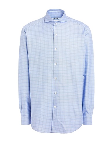 CALIBAN Kariertes Hemd Blau 100% Baumwolle