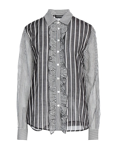 TWINSET Striped shirt Black 78% Cotton, 22% Silk, Mother-of-pearl