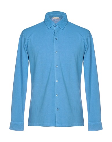 CASHMERE COMPANY Solid color shirt Azure 100% Cotton