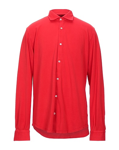 FEDELI Solid colour shirt Red 100% Cotton