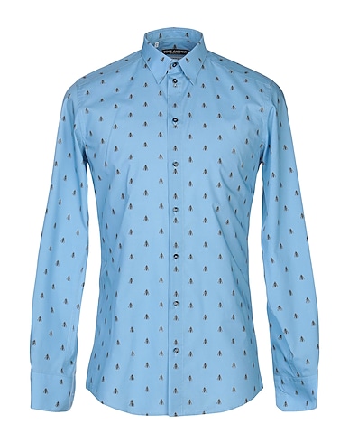 DOLCE&GABBANA Hemd mit Muster Himmelblau 100% Baumwolle