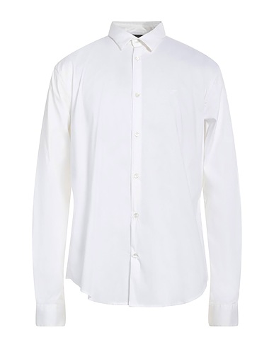 EMPORIO ARMANI Solid color shirt White 76% Cotton, 21% Polyamide, 3% Elastane