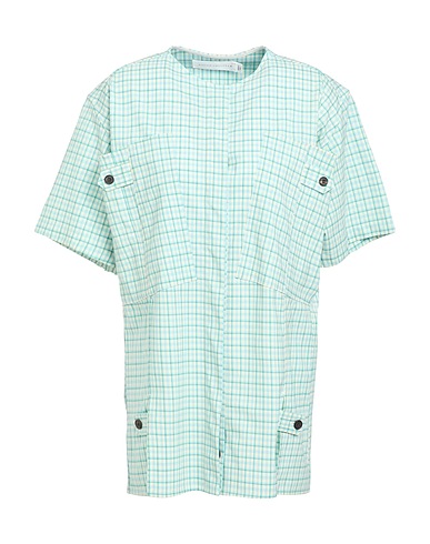 VICTORIA BECKHAM Checked shirt Sky blue 95% Virgin Wool, 5% Elastane, Horn