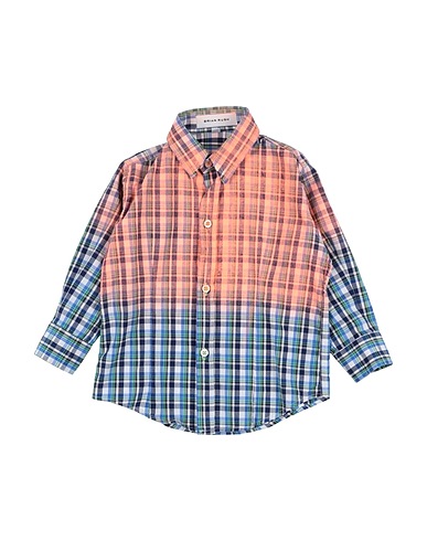 BRIAN RUSH Patterned shirt Orange 97% Cotton, 3% Elastane