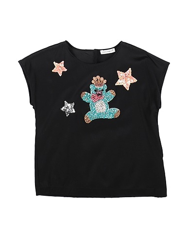 DOLCE&GABBANA Top Black 91% Silk, 9% Elastane, Crystal, Polyester