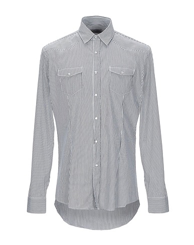 DANIELE ALESSANDRINI HOMME Striped shirt Black 72% Cotton, 25% Polyamide, 3% Elastane