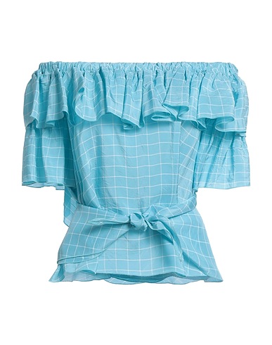 VIVETTA Off-the-shoulder top Sky blue 100% Viscose