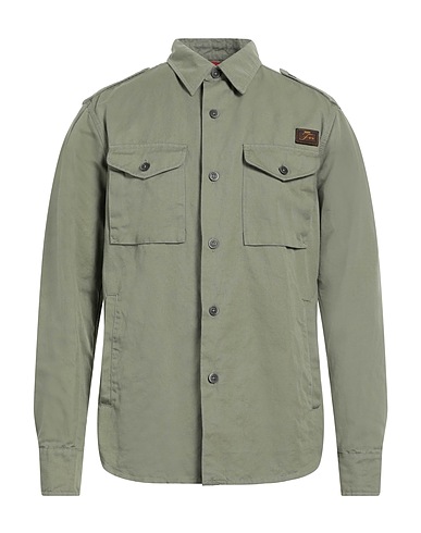 FAY Camicia tinta unita Verde militare 55% Cotone, 45% Lino