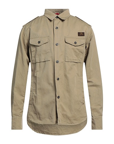 FAY Solid colour shirt Khaki 55% Cotton, 45% Linen