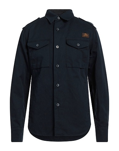 FAY Solid colour shirt Midnight blue 55% Cotton, 45% Linen