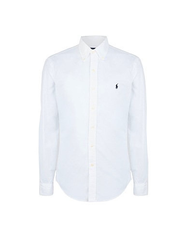 POLO RALPH LAUREN Solid colour shirt Slim Fit Oxford Shirt	 White 100% Cotton