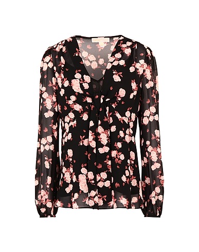 MICHAEL MICHAEL KORS トップス EDEN ROSE V NECK TOP
 ブラック ポリエステル 100%