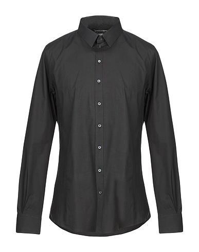 DOLCE&GABBANA Solid color shirt Black 96% Cotton, 4% Elastane