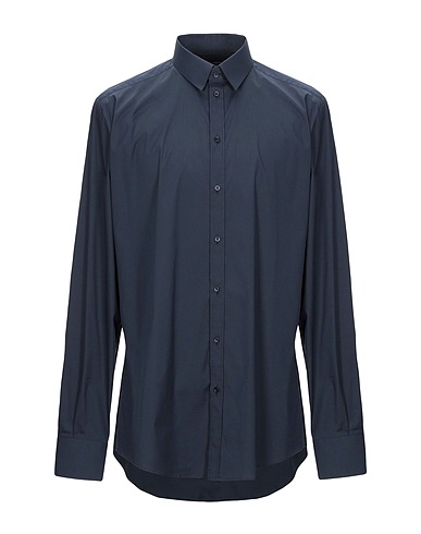 DOLCE&GABBANA Solid colour shirt GOLD Midnight blue 70% Cotton, 23% Polyamide, 7% Elastane