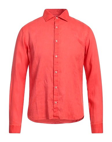 ROSSOPURO Einfarbiges Hemd Tomatenrot 100% Leinen