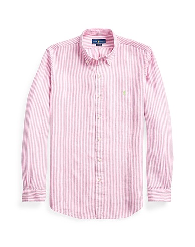 POLO RALPH LAUREN Linen shirt Classic Fit Striped Shirt	 Pink 100% Linen
