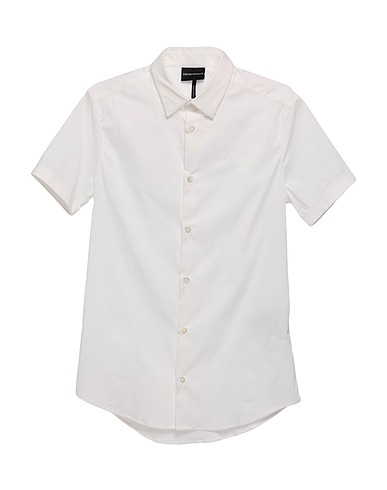 EMPORIO ARMANI Camicia a righe Bianco 76% Cotone, 21% Poliammide, 3% Elastan