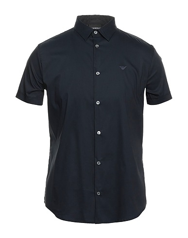 EMPORIO ARMANI Striped shirt Midnight blue 76% Cotton, 21% Polyamide, 3% Elastane