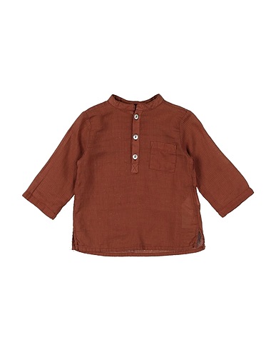 BONTON Hemd mit Muster Schokobraun 100% Baumwolle