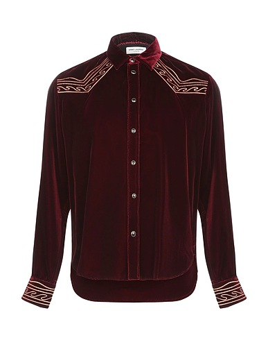 SAINT LAURENT Shirts Burgundy 65% Viscose, 35% Cupro