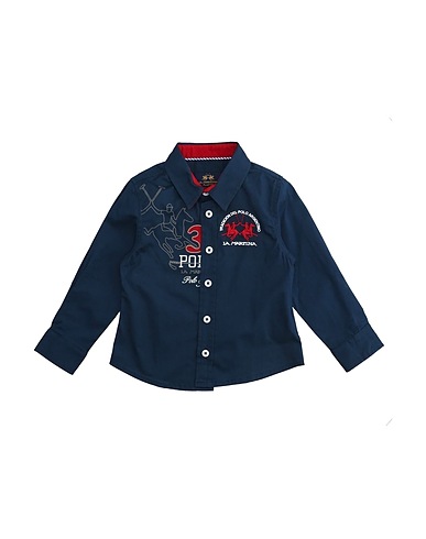 LA MARTINA Solid color shirt Midnight blue 98% Cotton, 2% Elastane