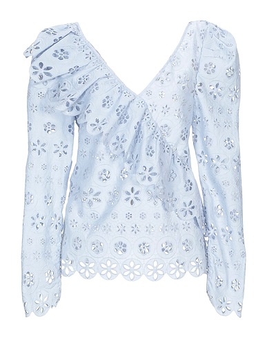 SELF-PORTRAIT Top Sky blue 98% Polyester, 2% Cotton