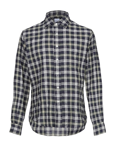 ALESSANDRO GHERARDI Checked shirt Midnight blue 80% Cotton, 13% Polyester, 7% Acrylic