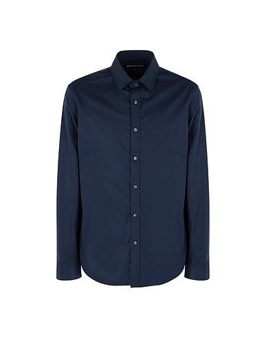 MICHAEL KORS MENS Solid colour shirt LS TRIM STRETCH SOLID
 Midnight blue 98% Cotton, 2% Elastane