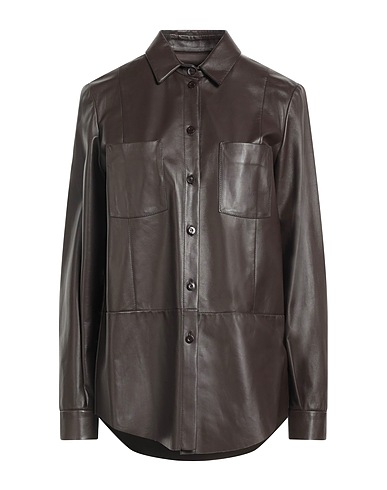 DROMe Solid colour shirts & blouses Dark brown 100% Lambskin