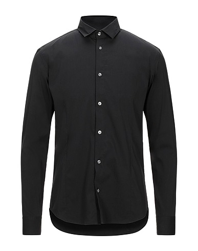 GREY DANIELE ALESSANDRINI Solid colour shirt Black 97% Cotton, 3% Elastane