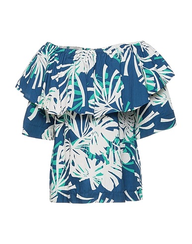 ALPHA STUDIO Off-the-shoulder top Blue 100% Cotton