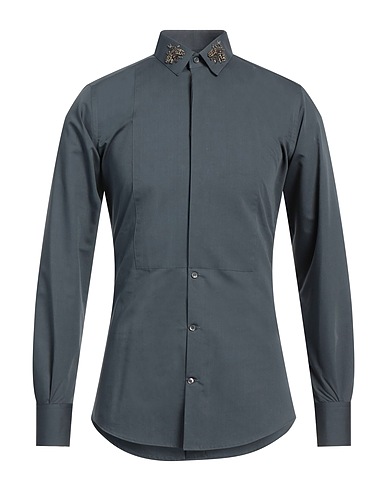 DOLCE&GABBANA Solid color shirt PIOMBO 78% Cotton, 22% Silk
