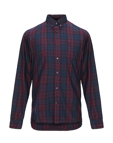 FRED PERRY Checked shirt Burgundy 100% Cotton