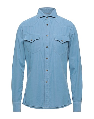 BRUNELLO CUCINELLI Solid color shirt Sky blue 100% Cotton