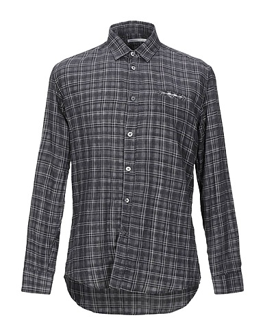 GREY DANIELE ALESSANDRINI Checked shirt Charcoal 100% Cotton