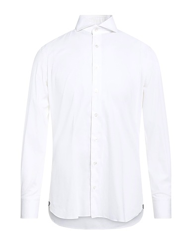 LARDINI Solid colour shirt Ivory 75% Cotton, 22% Polyamide, 3% Elastane