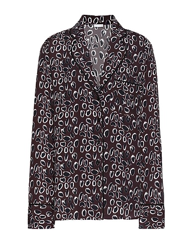 8 by YOOX Patterned shirts & blouses Chocolate brown 53% Viscose, 47% Ramie