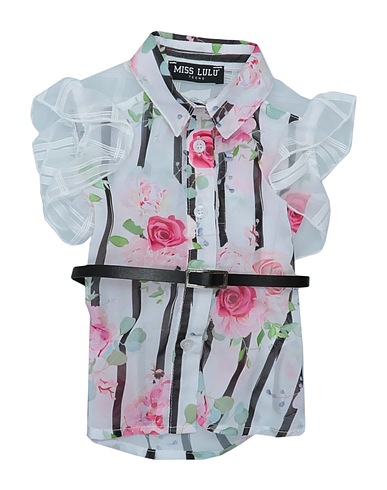 MISS LULÙ Patterned shirts & blouses White 100% Polyester