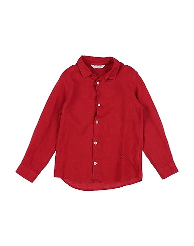 MANUEL RITZ Solid colour shirt Red 100% Flax