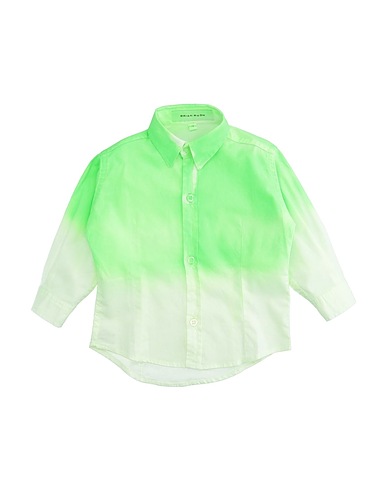 BRIAN RUSH Patterned shirt Acid green 97% Cotton, 3% Elastane