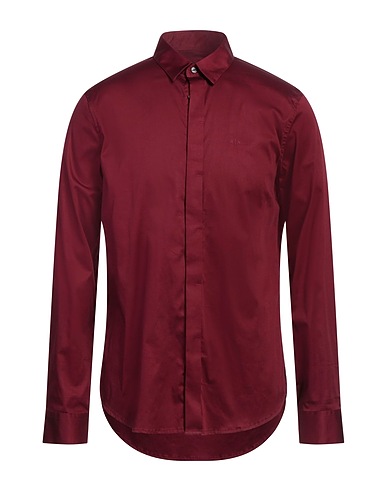 ARMANI EXCHANGE Solid colour shirt Burgundy 97% Cotton, 3% Elastane