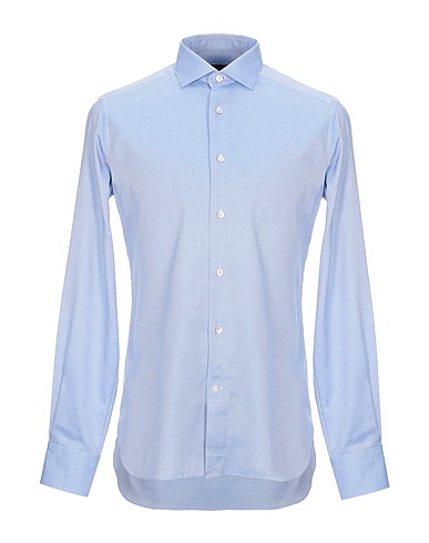 ZEGNA Solid colour shirt Sky blue 100% Cotton