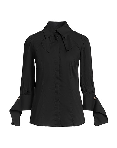 ELISABETTA FRANCHI Solid color shirts & blouses Black 76% Cotton, 20% Polyamide, 4% Elastane