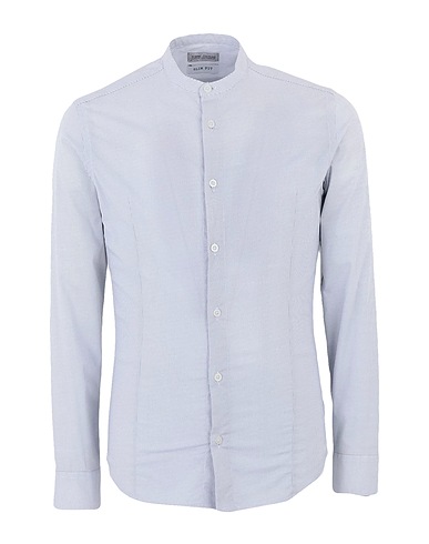 DANIELE ALESSANDRINI HOMME Patterned shirt Light grey 97% Cotton, 3% Elastane