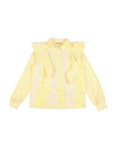 ELISABETTA FRANCHI Patterned shirts & blouses Yellow 81% Cotton, 19% Polyester
