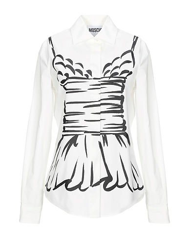 MOSCHINO Solid colour shirts & blouses White 96% Cotton, 4% Other Fibres